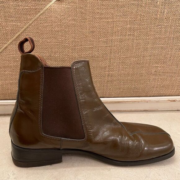 MIU MIU by Prada - Brown Patent Chelsea Leather Boots, Size 7 main image 12